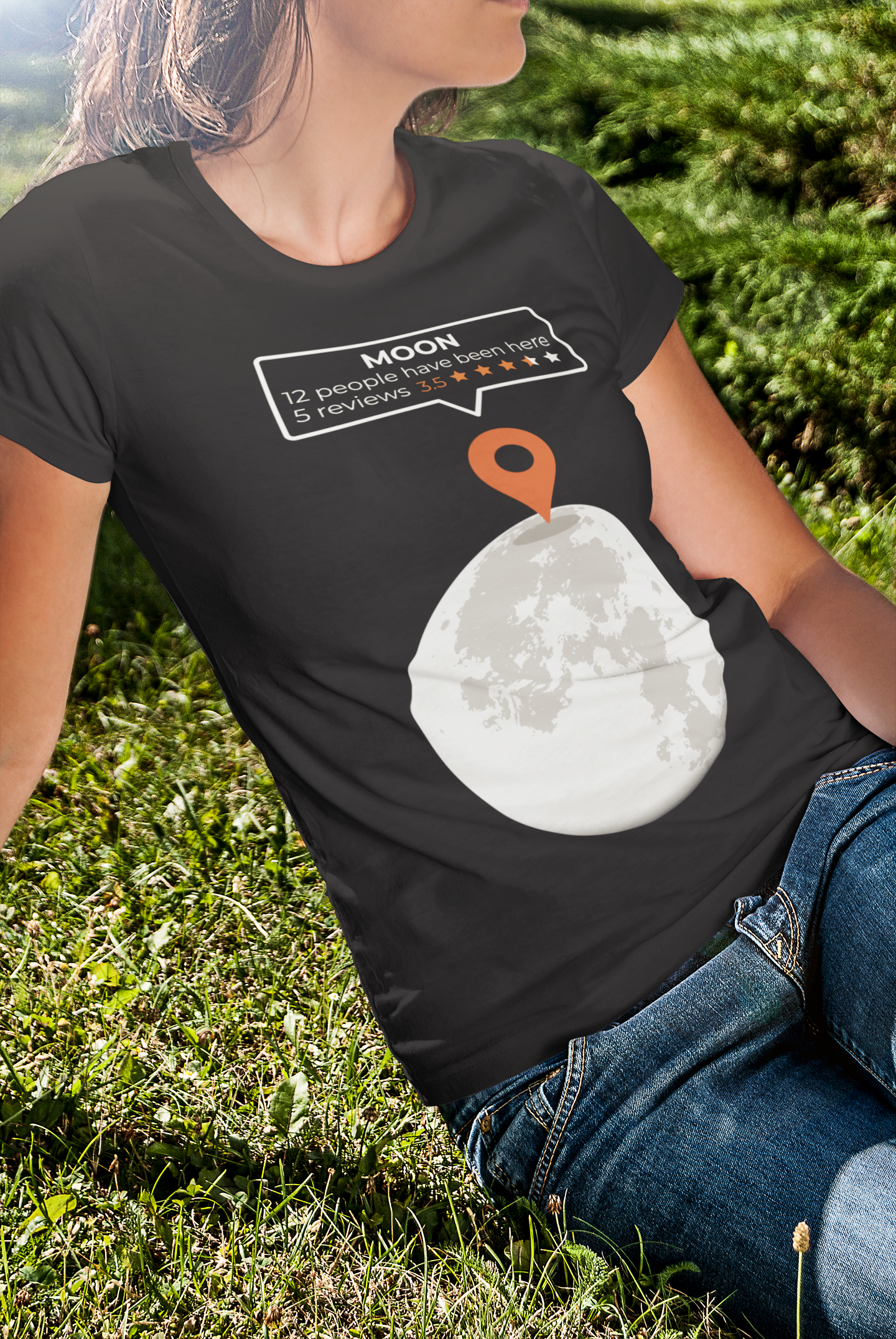 Moon Location Women Half Sleeves T-Shirt- FunkyTradition