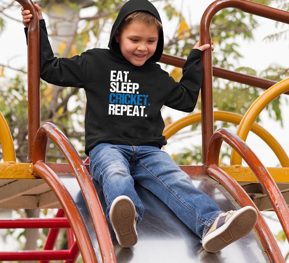 CRICKET Eat Sleep Cricket Repeat Hoodie For Boys-FunkyTradition - FunkyTradition
