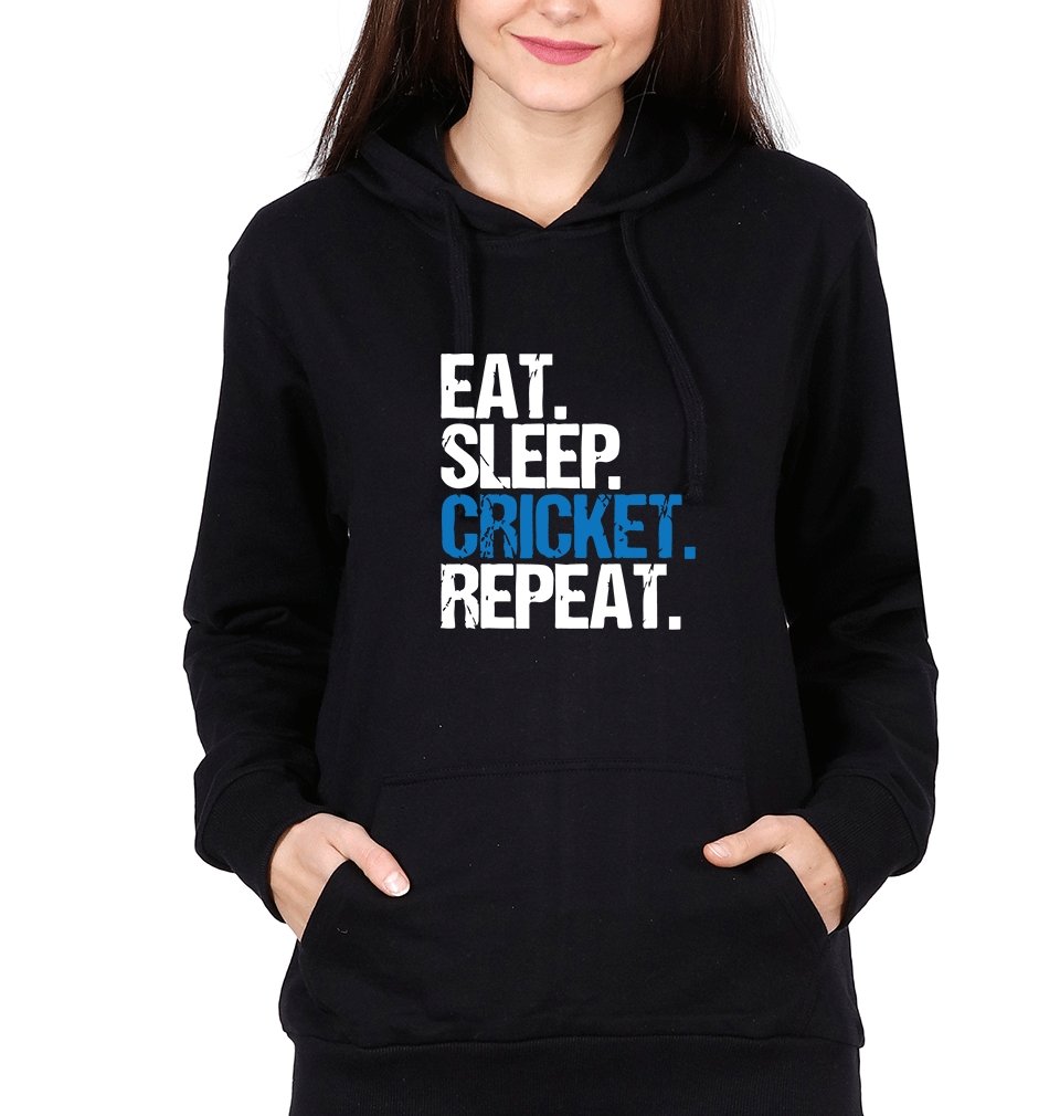 CRICKET Eat Sleep Cricket Repeat Hoodies for Women-FunkyTradition - FunkyTradition
