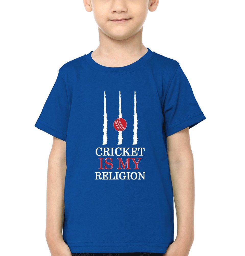 Cricket is my religion Half Sleeves T-Shirt for Boys and Kids-FunkyTradition - FunkyTradition