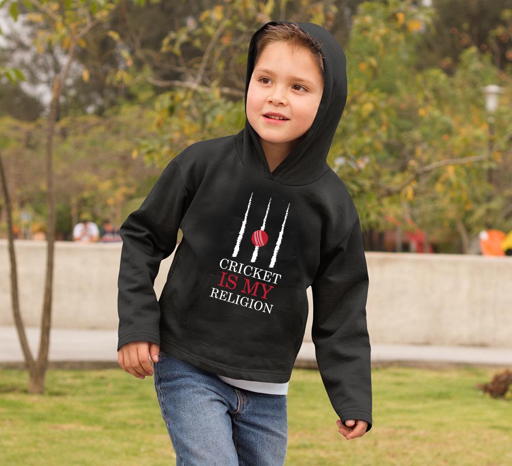Cricket Is My Religion Hoodie For Boys-FunkyTradition - FunkyTradition