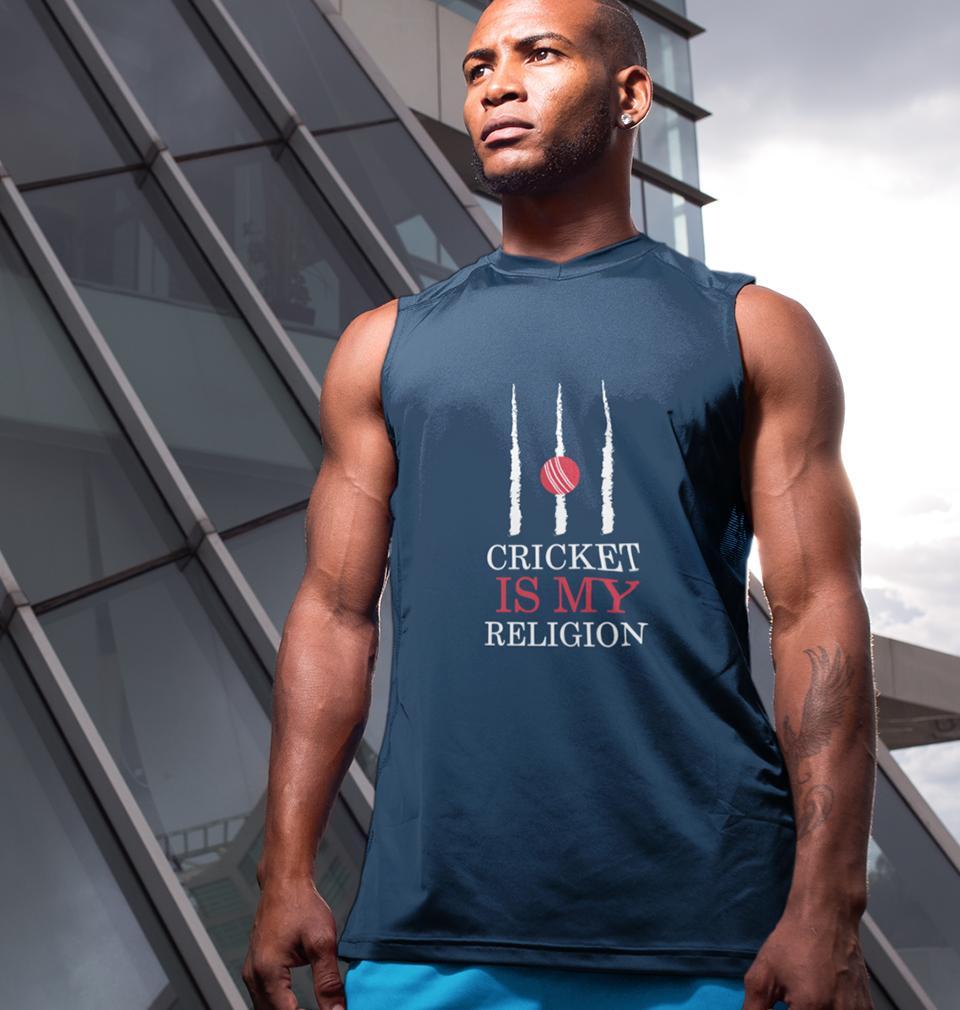 Cricket Is My Religion Men Sleeveless T-Shirts-FunkyTradition - FunkyTradition