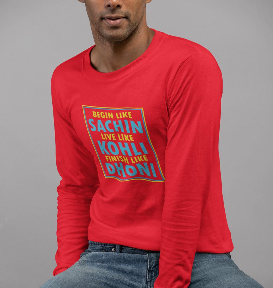 CRICKET Sachin Kohli Dhoni Full Sleeves T-Shirt For Men-FunkyTradition - FunkyTradition