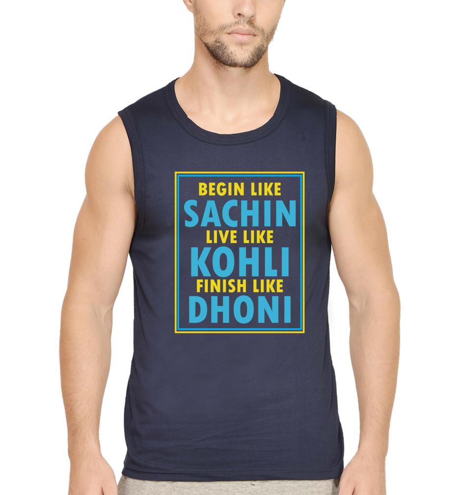 CRICKET Sachin Kohli Dhoni Men Sleeveless T-Shirts-FunkyTradition - FunkyTradition