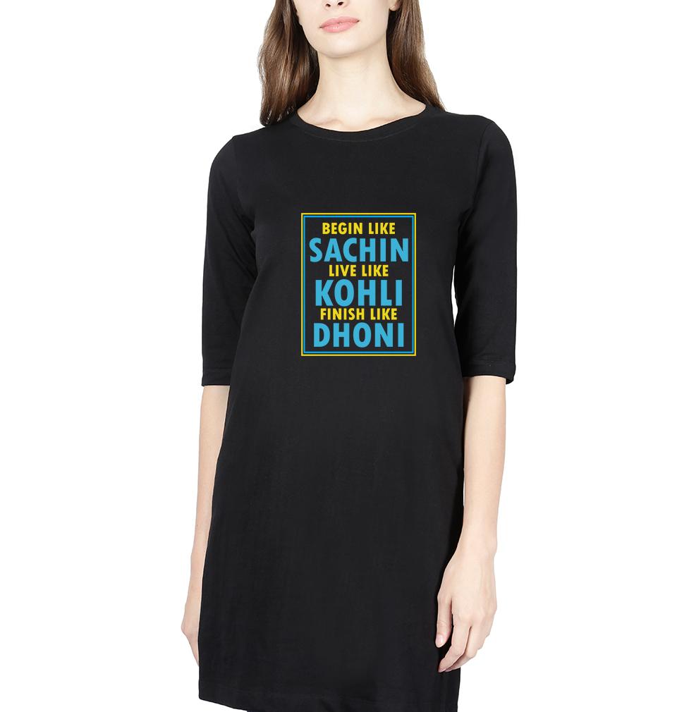 CRICKET Sachin Kohli Dhoni Women Long Top-FunkyTradition - FunkyTradition