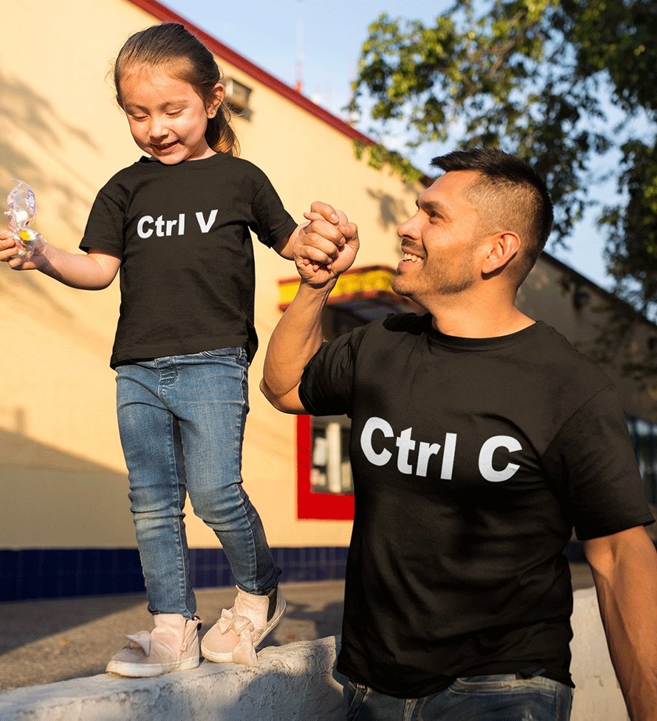 Ctrl C & Ctrl V Father and Daughter Matching T-Shirt- FunkyTradition - FunkyTradition