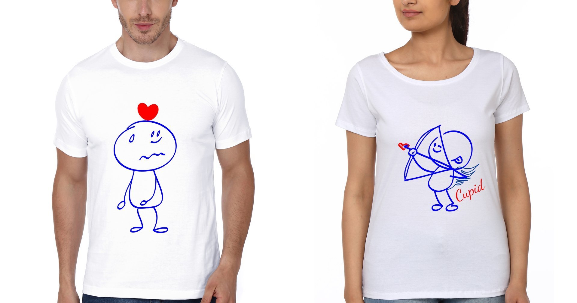 Cupid Couple Half Sleeves T-Shirts -FunkyTradition - FunkyTradition
