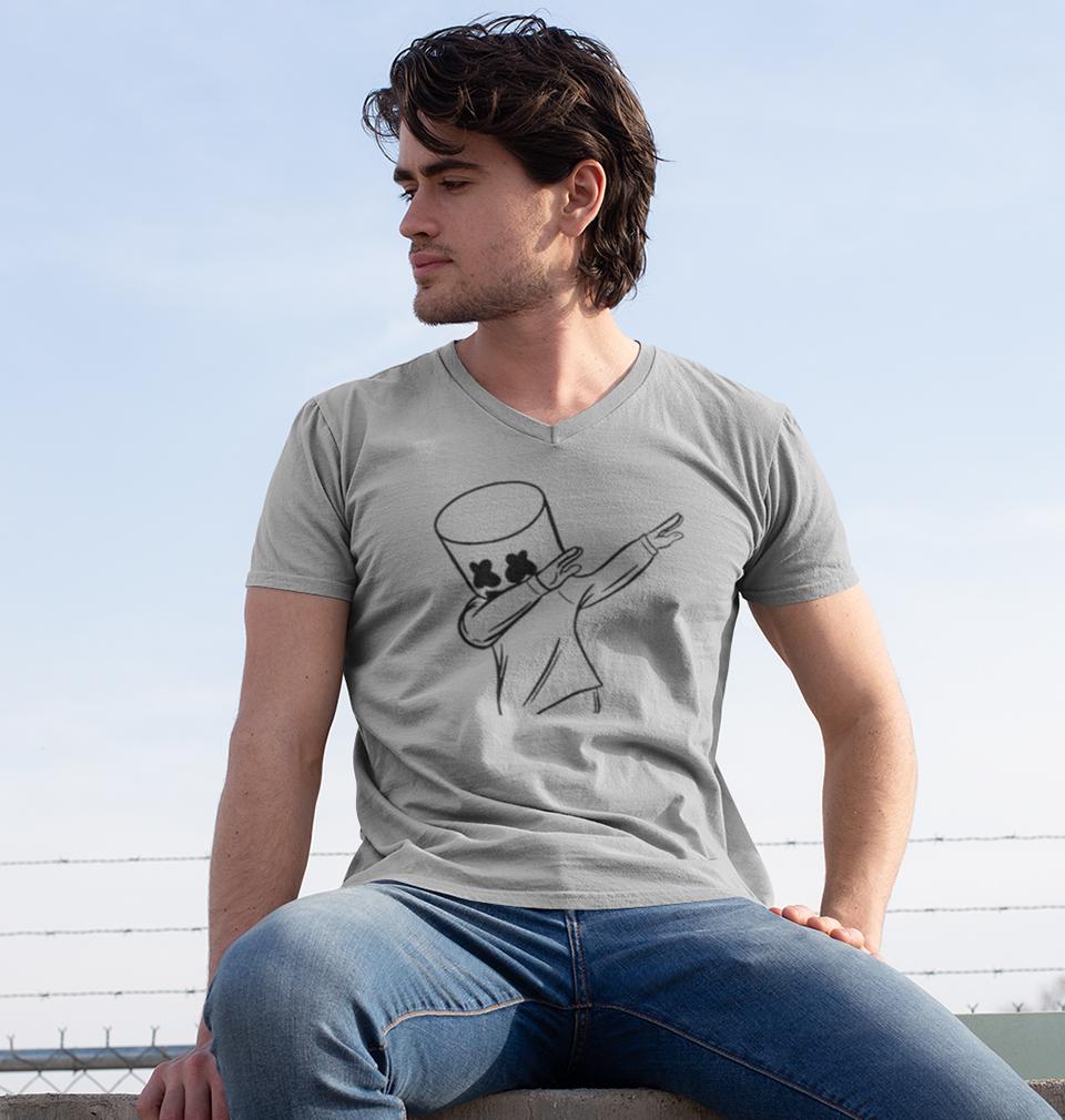 Dab Marshmello V-Neck Half Sleeves T-shirt For Men-FunkyTradition - FunkyTradition