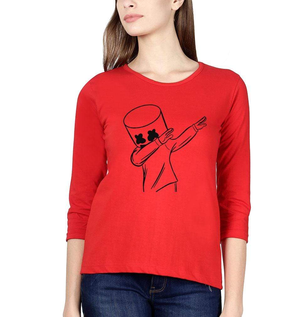 Dab Marshmello Womens Full Sleeves T-Shirts-FunkyTradition - FunkyTradition