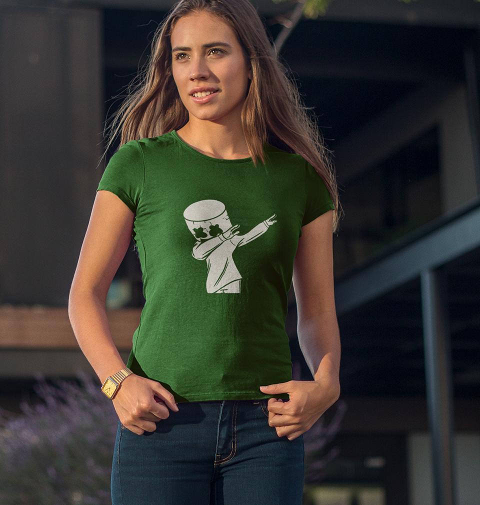 Dab Marshmello Womens Half Sleeves T-Shirts-FunkyTradition - FunkyTradition