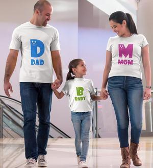 Dad Baby Mom Family Half Sleeves T-Shirts-FunkyTradition - FunkyTradition