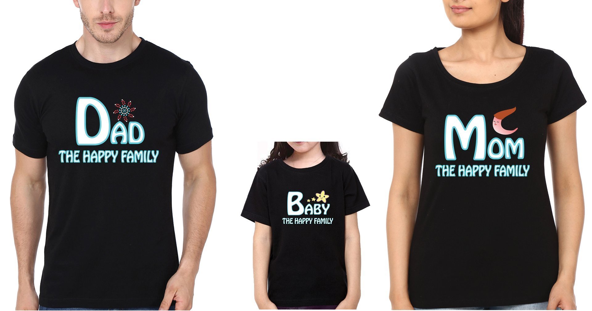Dad Mom Baby Family Half Sleeves T-Shirts-FunkyTradition - FunkyTradition