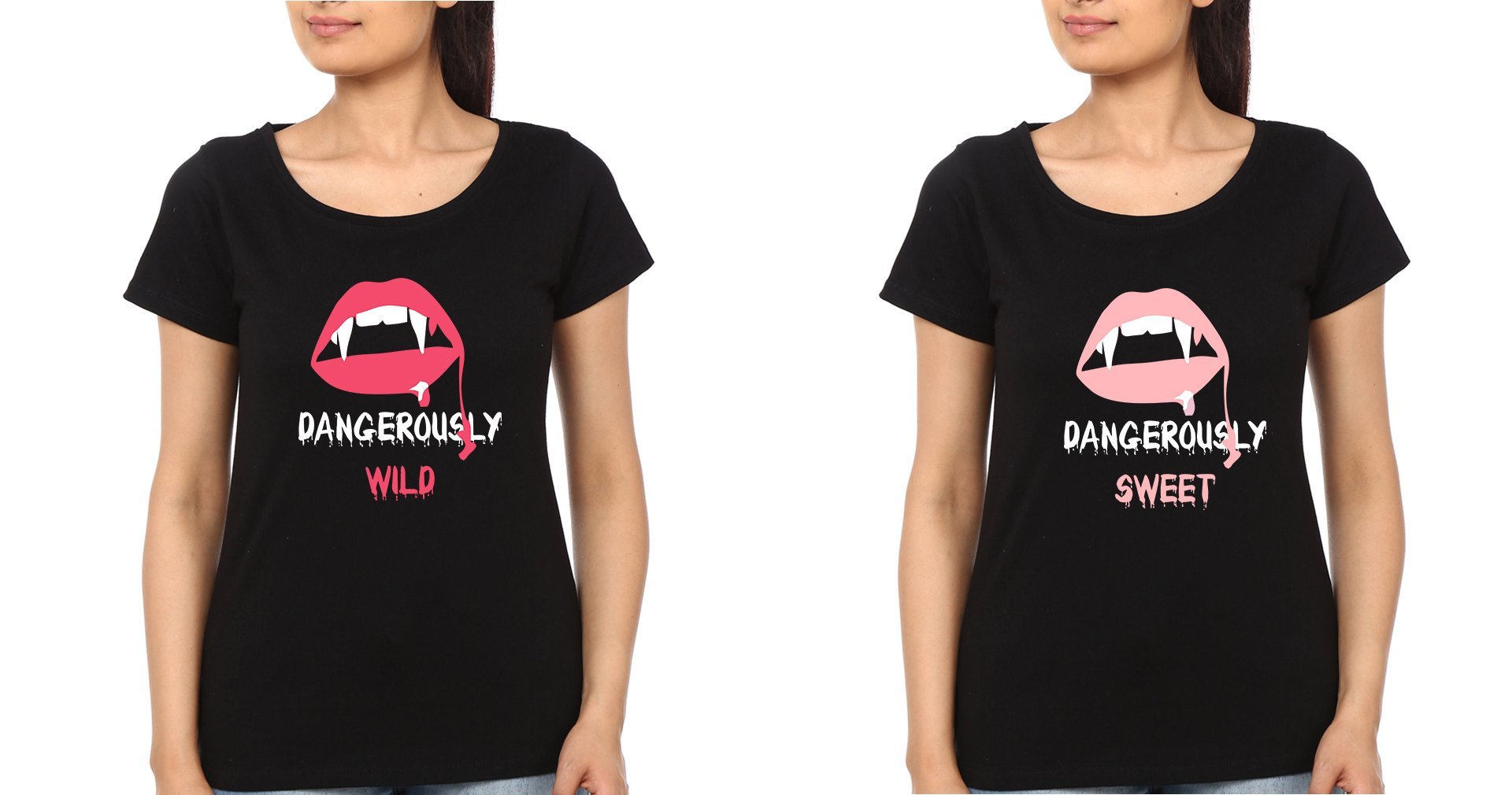 Dangerously Wild Sweet BFF Half Sleeves T-Shirts-FunkyTradition - FunkyTradition