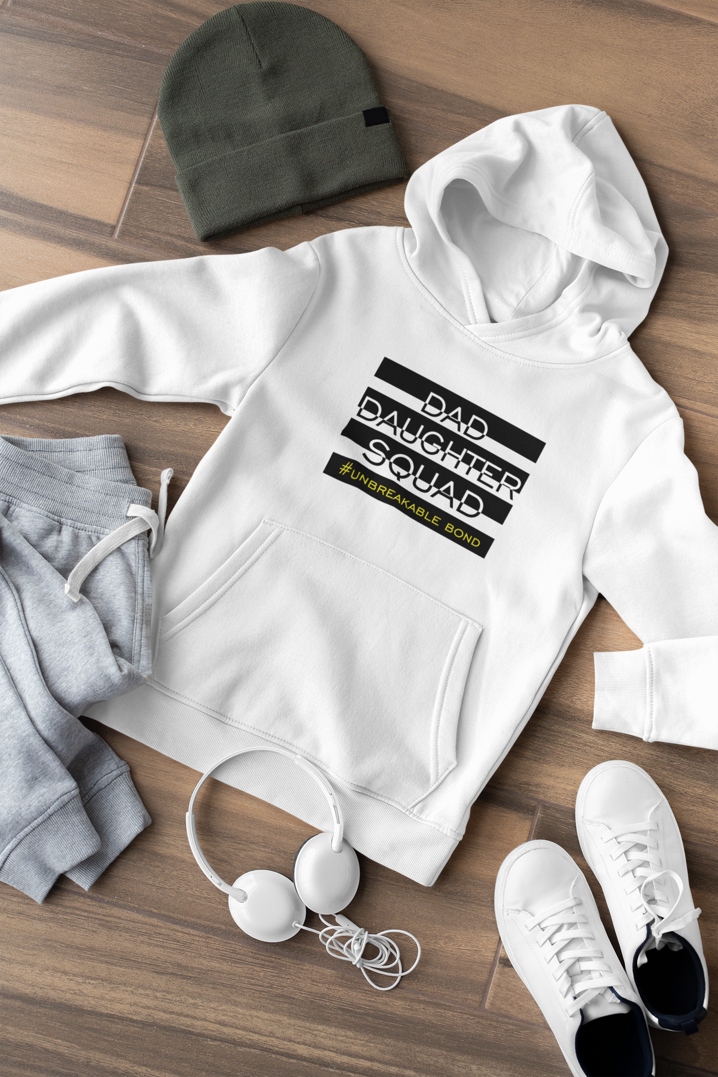 Dad Daughter Squad Father and Daughter White Matching Hoodies- FunkyTradition