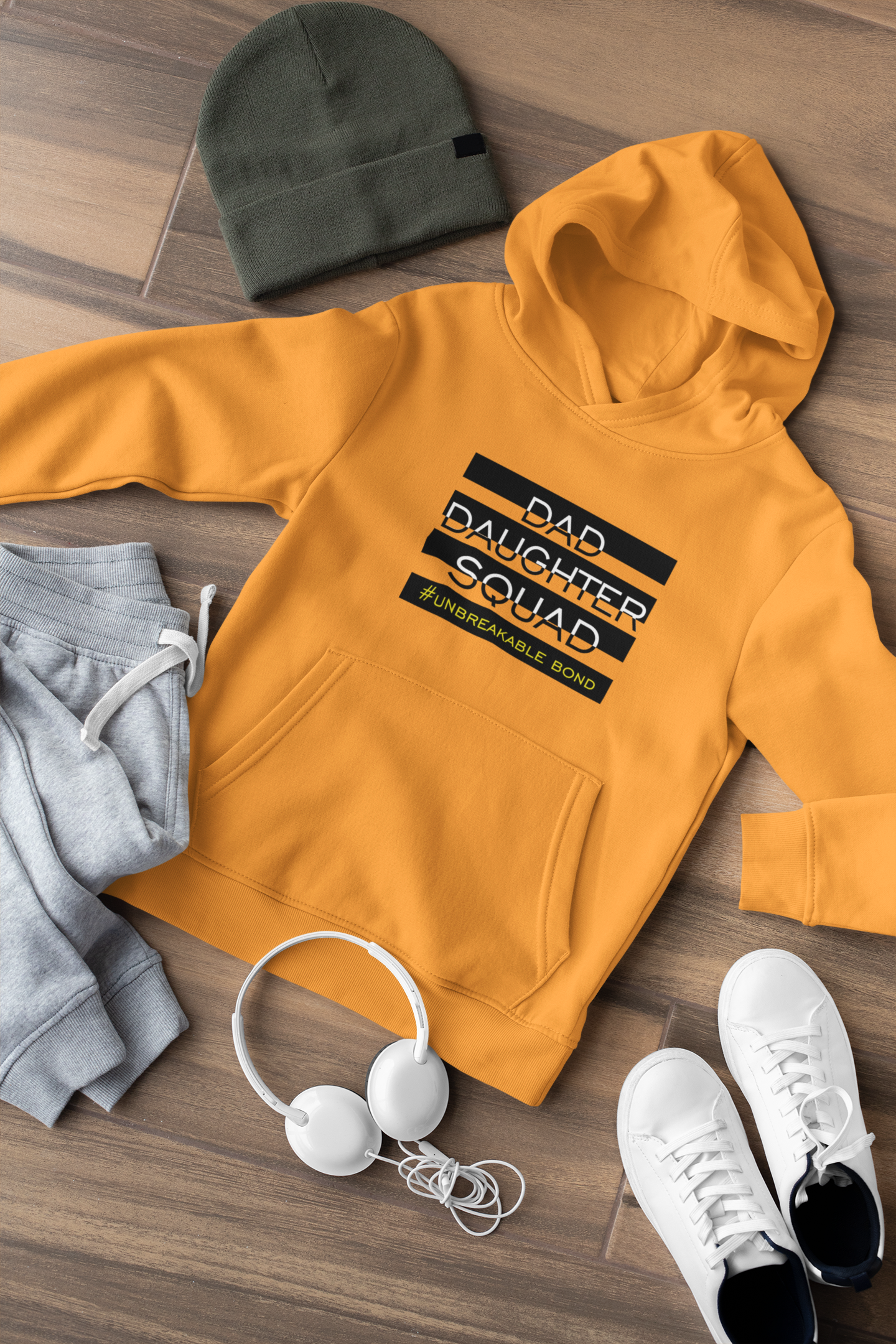 Dad Daughter Squad Father and Daughter Yellow Matching Hoodies- FunkyTradition