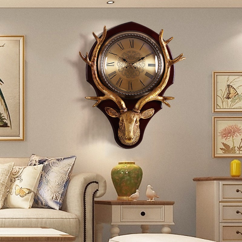 FunkyTradition Royal Rose Gold Reindeer Wall Clock for Home Office Decor and Gifts 72 CM Tall
