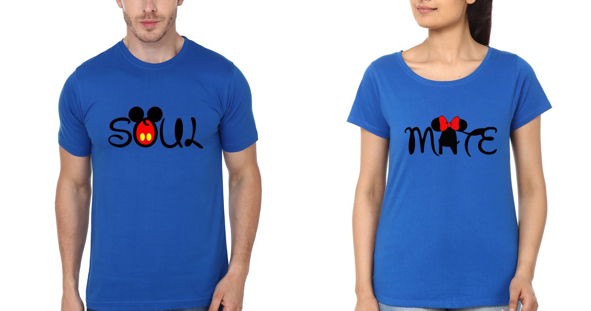 Disney Soul Mate Couple Half Sleeves T-Shirts -FunkyTradition - FunkyTradition