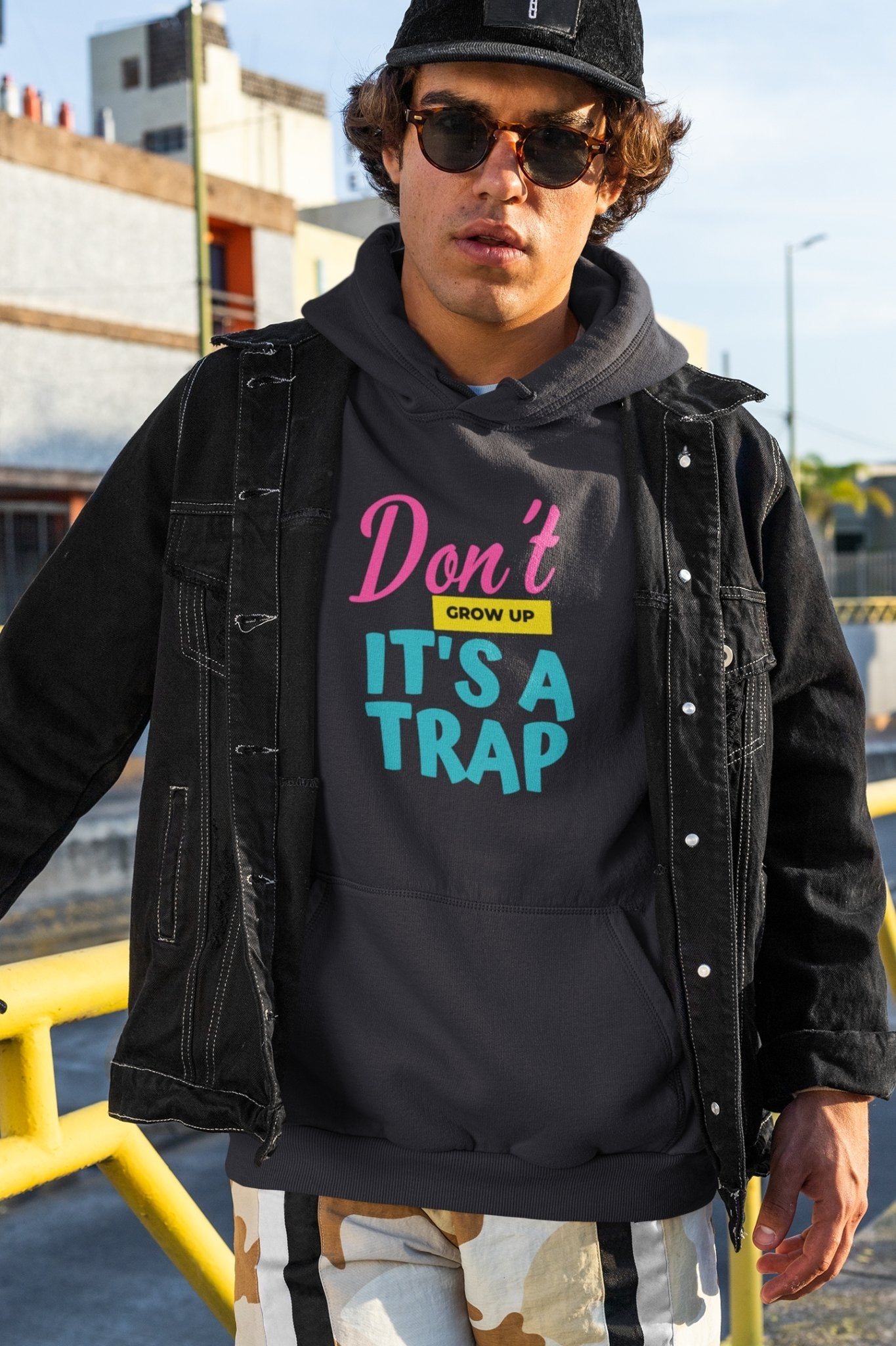 Dont Grow Up Its a Trap Typography Men Hoodies-FunkyTradition - Funky Tees Club