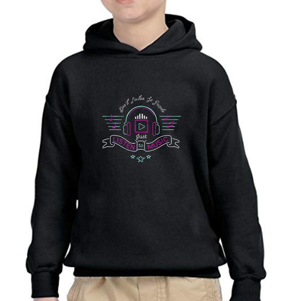 dont listen to people just listen to music Hoodie For Boys-FunkyTradition - FunkyTradition
