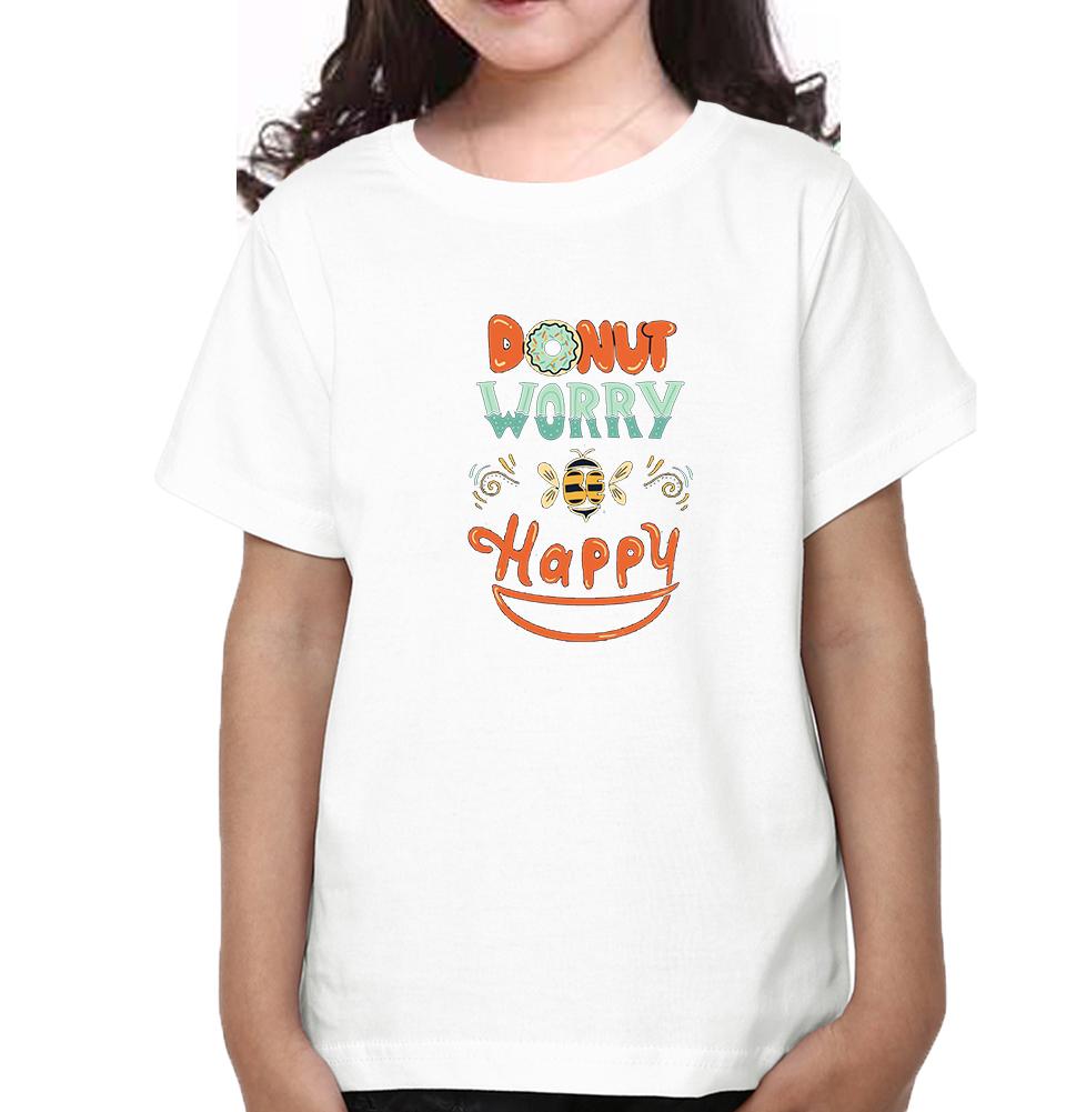 Donut Worry Be Happy Half Sleeves T-Shirt For Girls -FunkyTradition - FunkyTradition