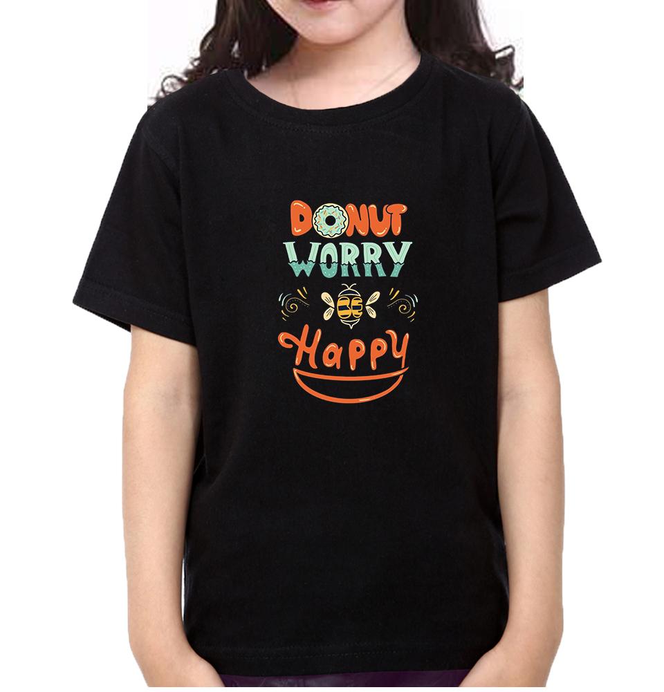 Donut Worry Be Happy Half Sleeves T-Shirt For Girls -FunkyTradition - FunkyTradition