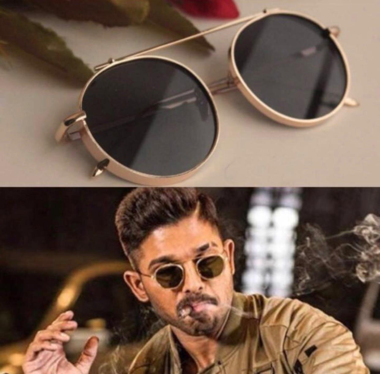 Most Stylish Metal Frame Round Sunglasses For Men And Women-FunkyTradition Gold-Black