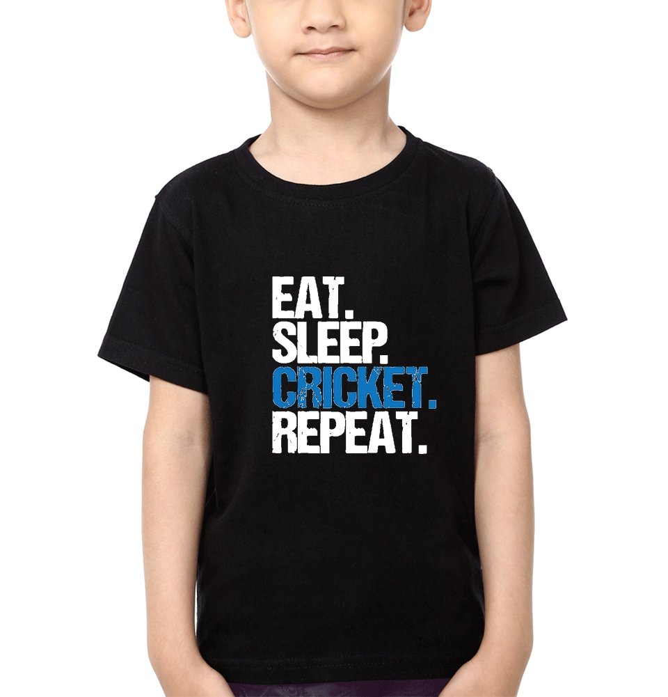 Eat Sleep Cricket Repeat Half Sleeves T-Shirt for Boys and Kids-FunkyTradition - FunkyTradition