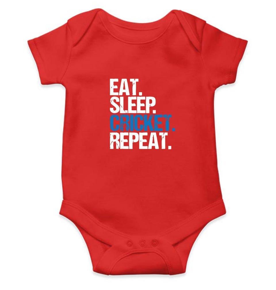 Eat Sleep Cricket Repeat Rompers for Baby Boy - FunkyTradition - FunkyTradition