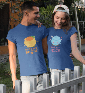 Sugar Spice Couple Half Sleeves T-Shirts -FunkyTradition