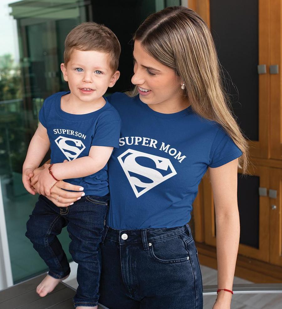 Super Mom and Super Boy Mother and Son Matching T-Shirt- FunkyTradition