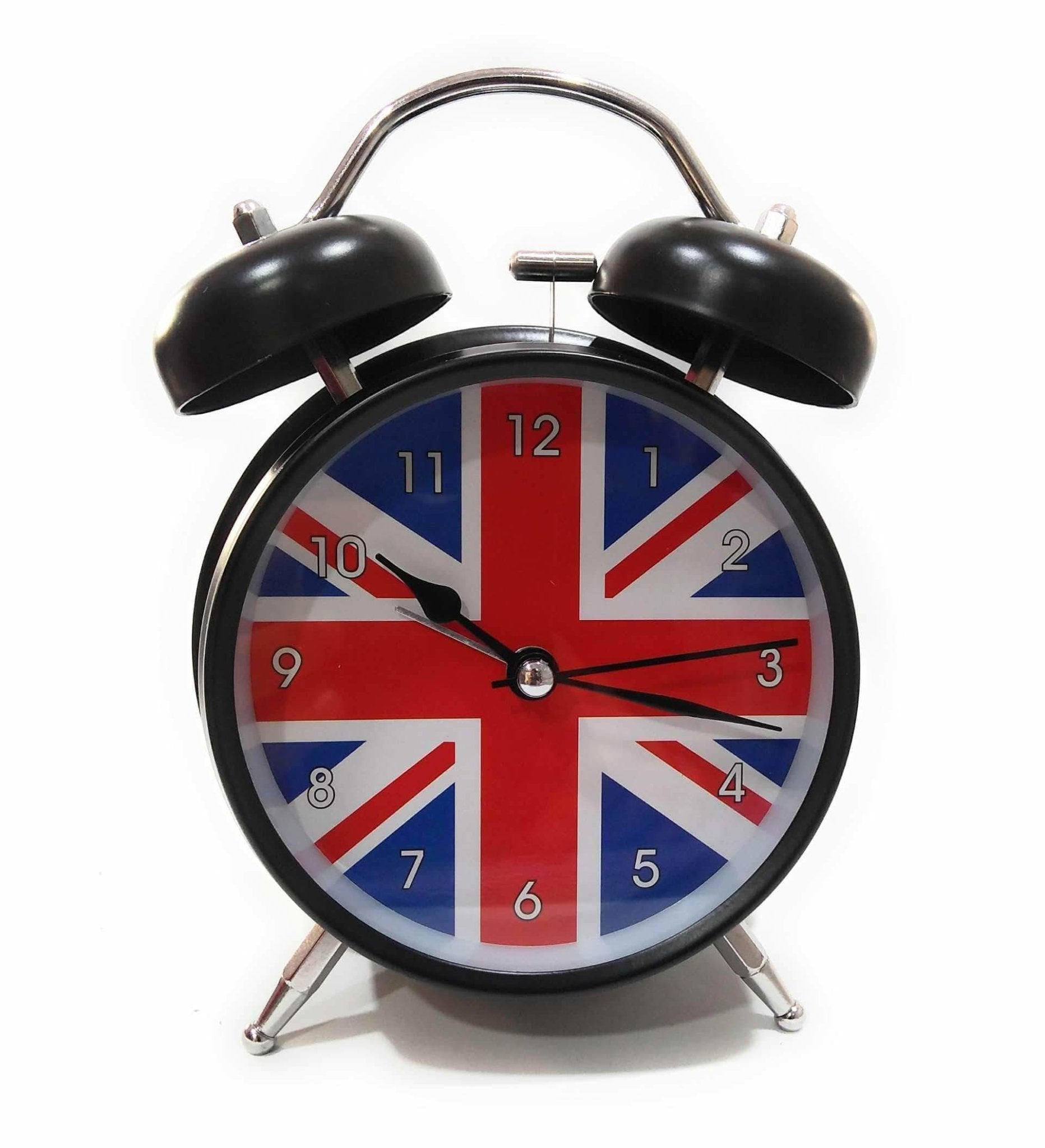 England Flag Style Alarm,Kids Room Table Clock (Black) - FunkyTradition