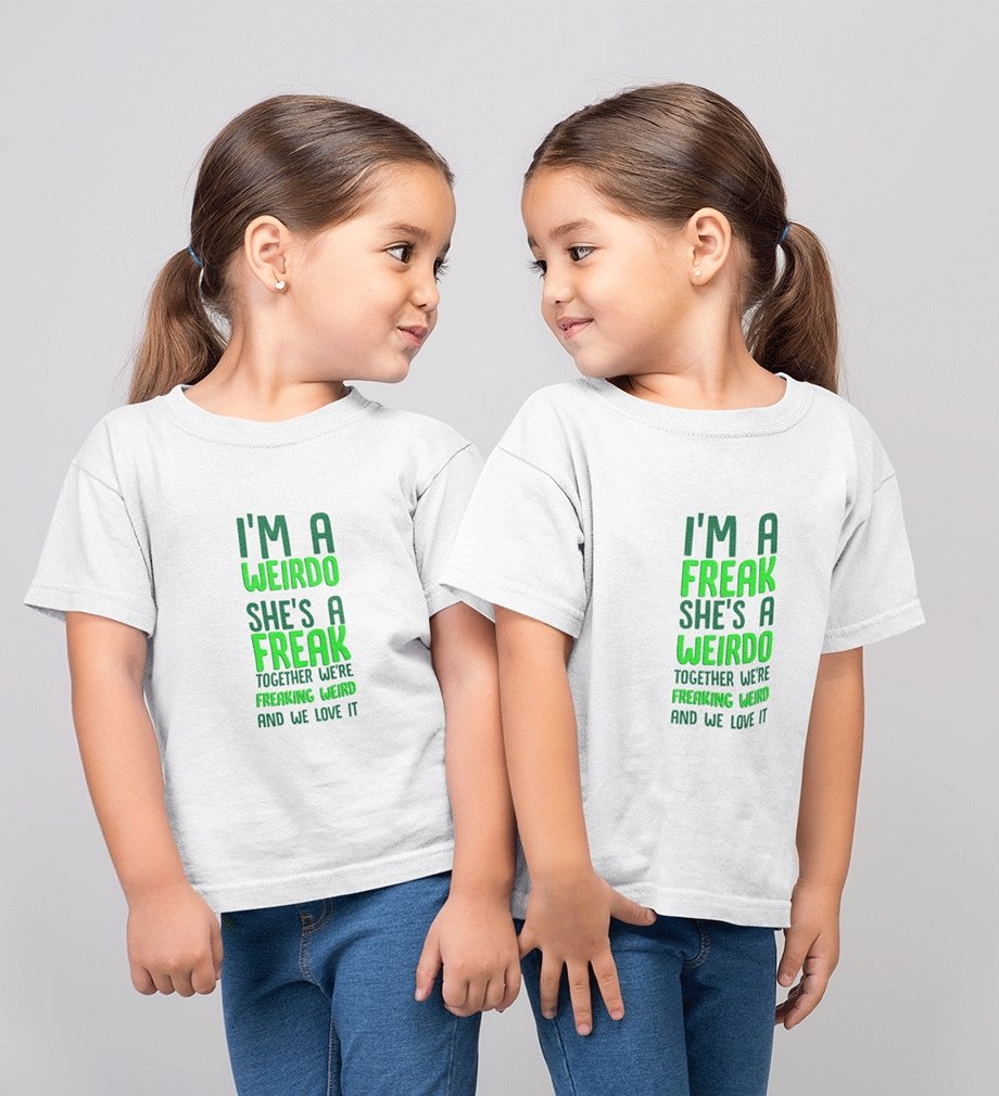 Freak Weirdo Sister-Sister Kids Half Sleeves T-Shirts -FunkyTradition - FunkyTradition