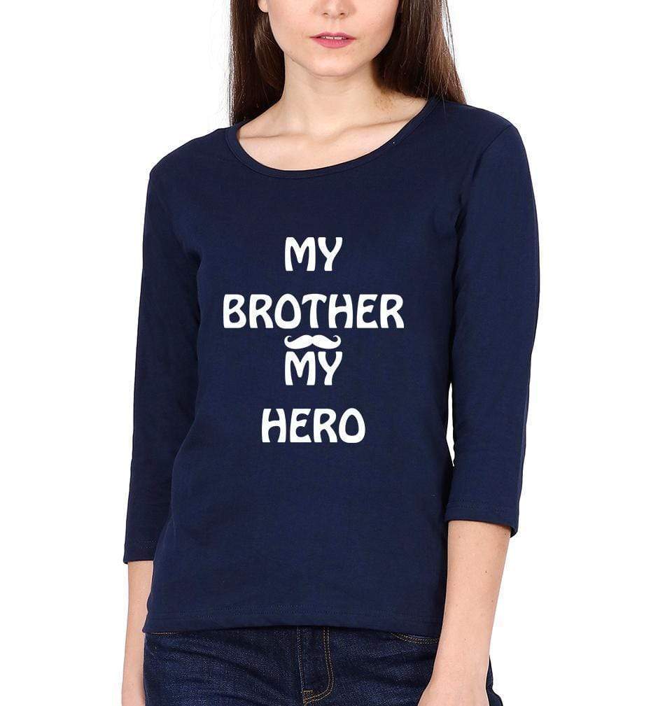 FunkyTradion My Brother My Hero Brother Sister Navy Blue Full Sleeve T Shirt - FunkyTradition