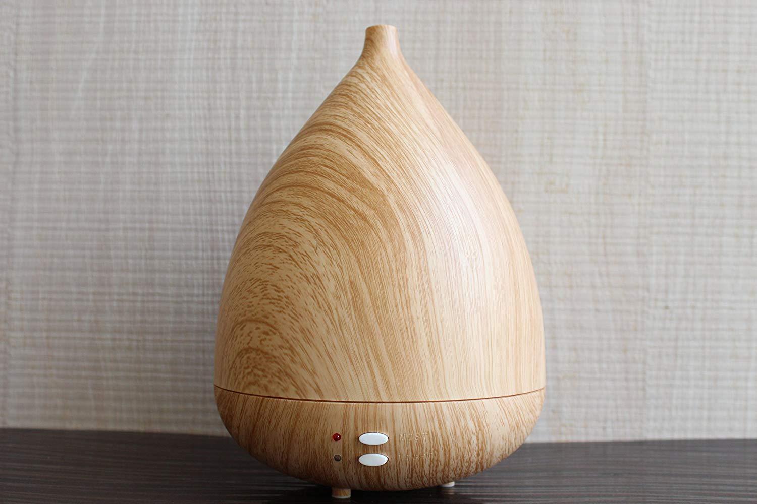 FunkyTradition 300ml Big Ultrasonic Essential Oil Aroma Diffuser, Bamboo Finish, BPA Free, Cool Mist Humidifier for Office Home Bedroom Living Room Study Yoga Spa - FunkyTradition