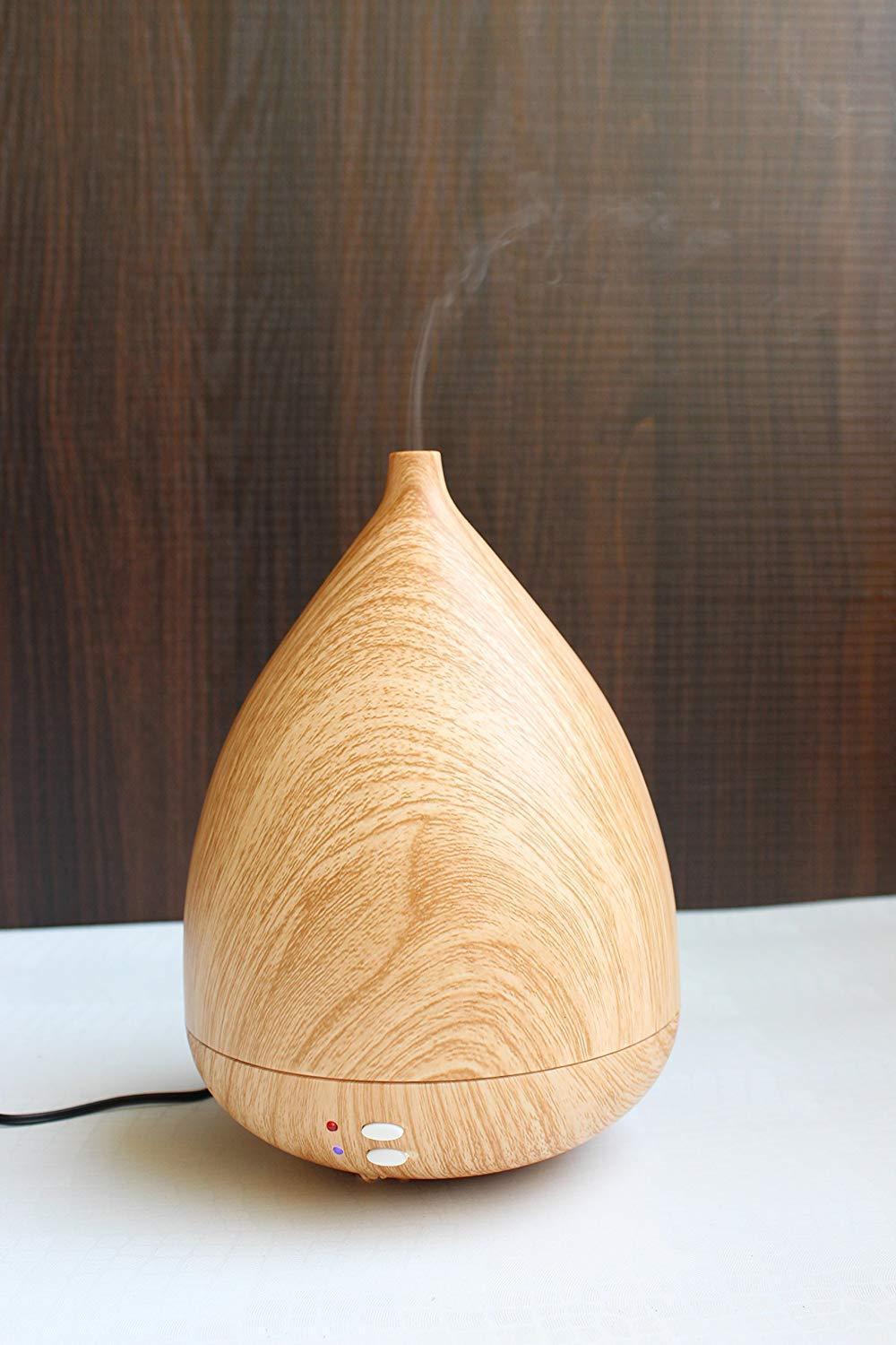 FunkyTradition 300ml Big Ultrasonic Essential Oil Aroma Diffuser, Bamboo Finish, BPA Free, Cool Mist Humidifier for Office Home Bedroom Living Room Study Yoga Spa - FunkyTradition