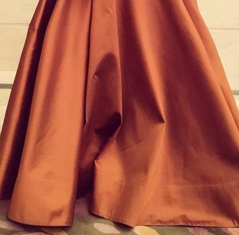 FunkyTradition Designer Wear Copper Brown Taffeta Silk Readymade Gown