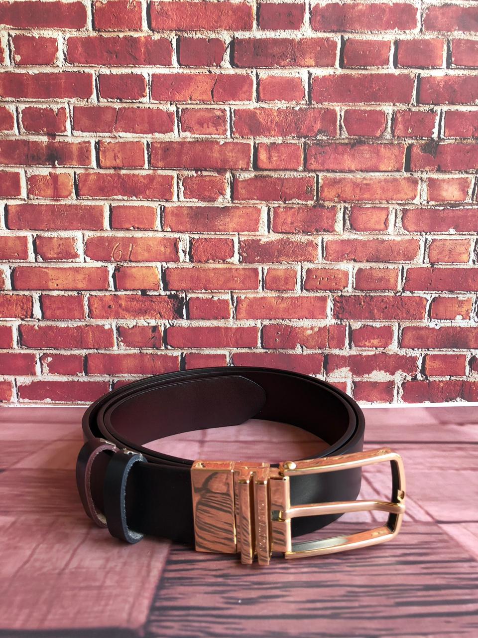FunkyTradition Golden Black and Brown Reversible Mens Leather Belts - FunkyTradition