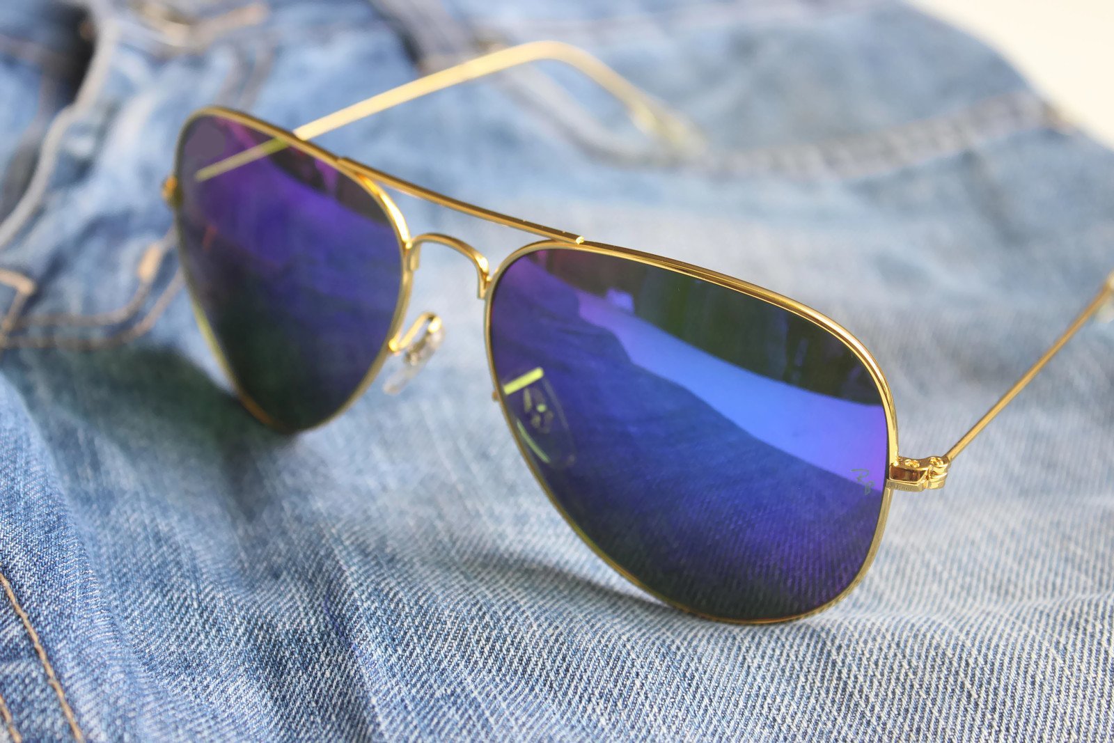 FunkyTradition Golden Blue Mercury Shade Aviator Sunglasses - FunkyTradition