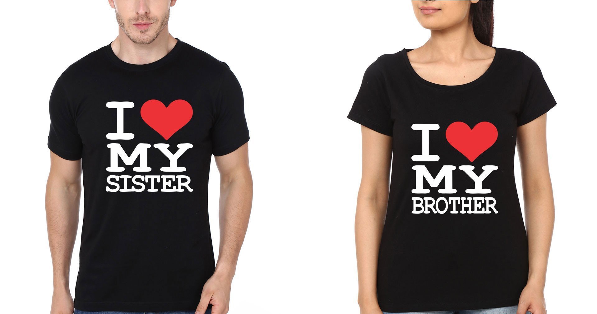 FunkyTradition I Love My Brother Sister Black Half Sleeves T Shirt - FunkyTradition