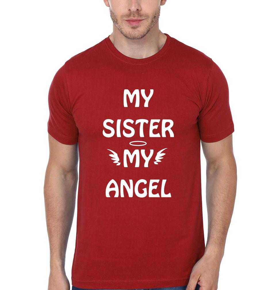 FunkyTradition My Sister My Angel My Brother My Hero Brother Sister Red Half Sleeves T Shirt - FunkyTradition