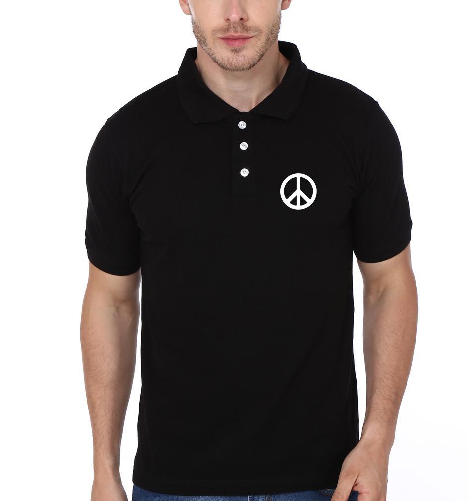 FunkyTradition Peace Logo Mens Half Sleeves Polo T-shirt - FunkyTradition