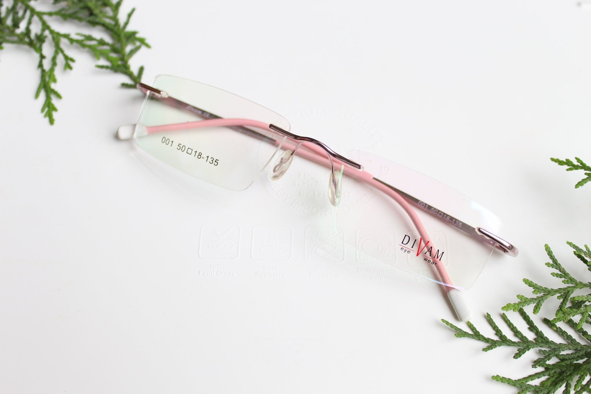 FunkyTradition Pink Attractive Rimless Spectacle Eye Frames - FunkyTradition