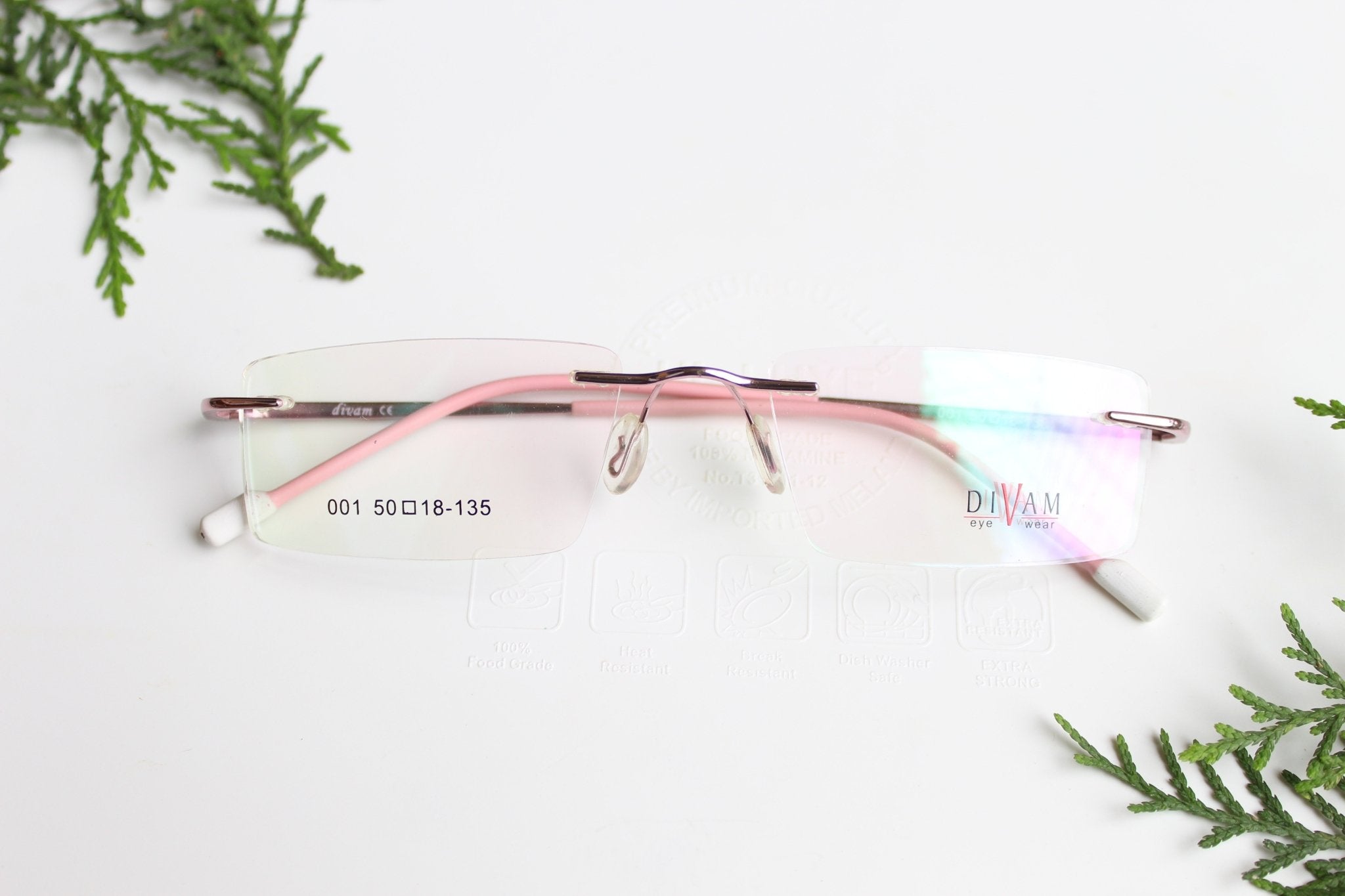 FunkyTradition Pink Attractive Rimless Spectacle Eye Frames - FunkyTradition