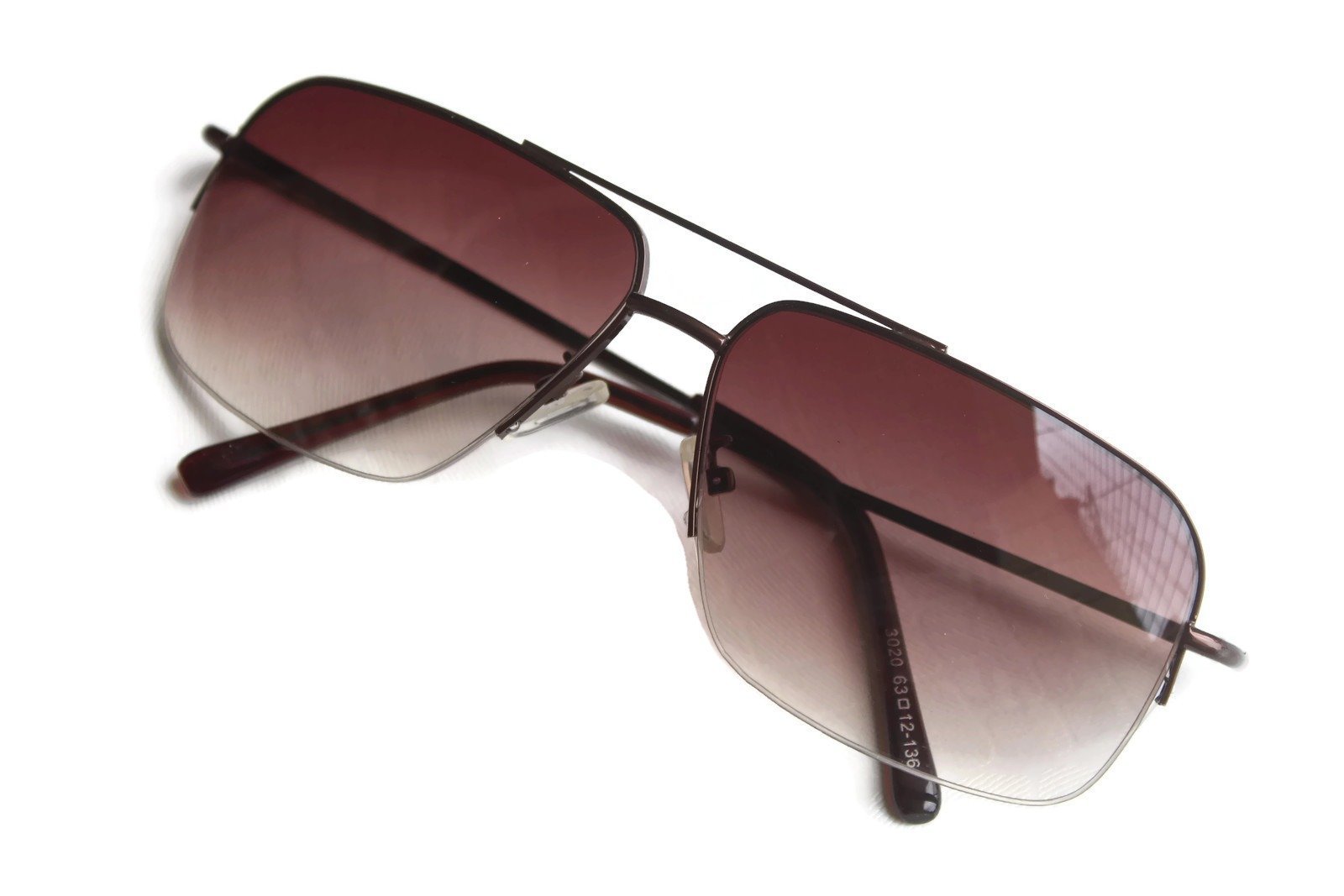 FunkyTradition Stylish Half Rim Brown Gradient Aviator Sunglasses - FunkyTradition