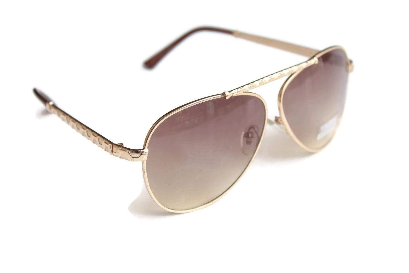 FunkyTradition Trendy Golden Brown Party Aviator Sunglasses - FunkyTradition