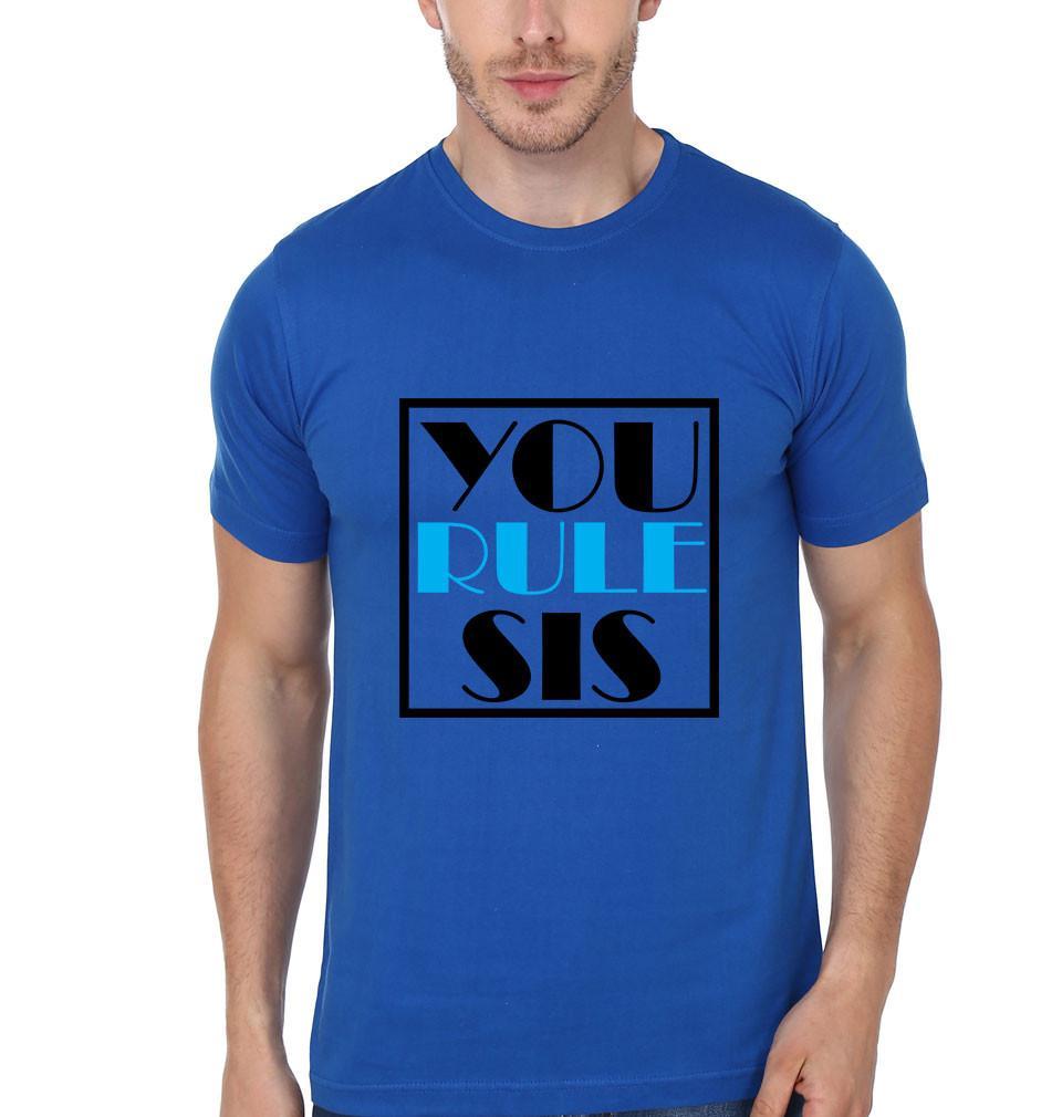 FunkyTradition You Rule Sis You Rule Bro Brother Sister Blue Half Sleeves T Shirt - FunkyTradition