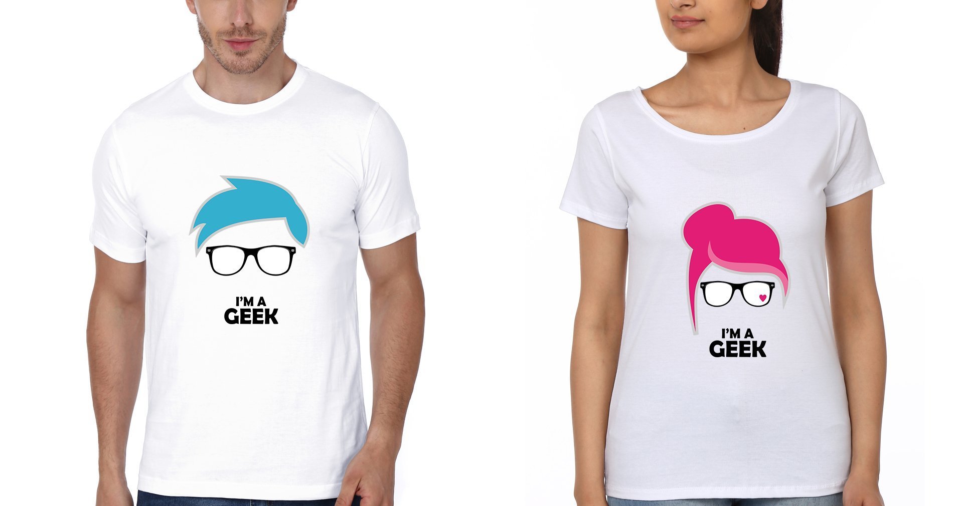 Geek Couple Half Sleeves T-Shirts -FunkyTradition - FunkyTradition