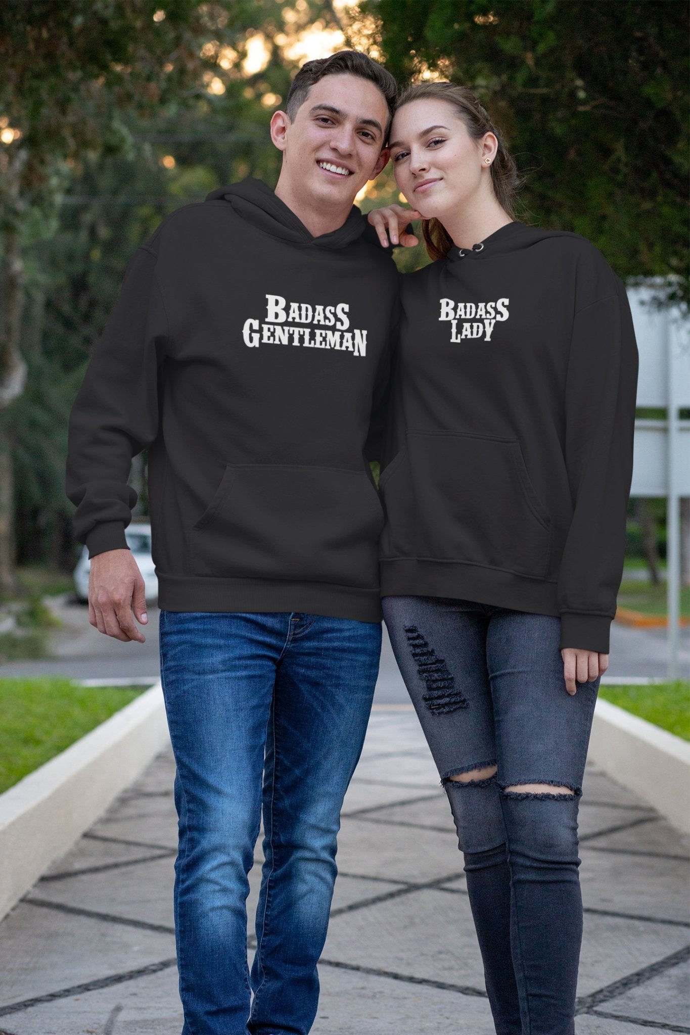 Gentleman Lady Couple Hoodie-FunkyTradition - FunkyTradition