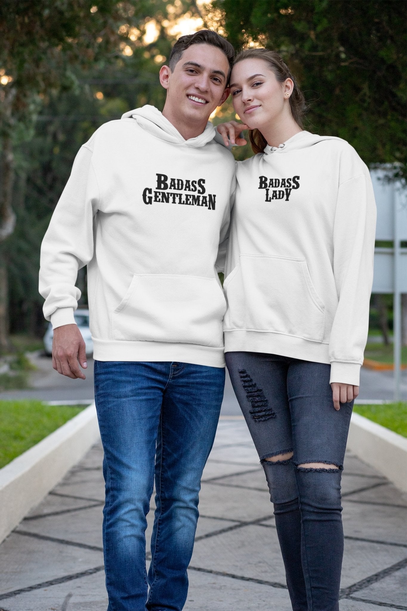 Gentleman Lady Couple Hoodie-FunkyTradition - FunkyTradition