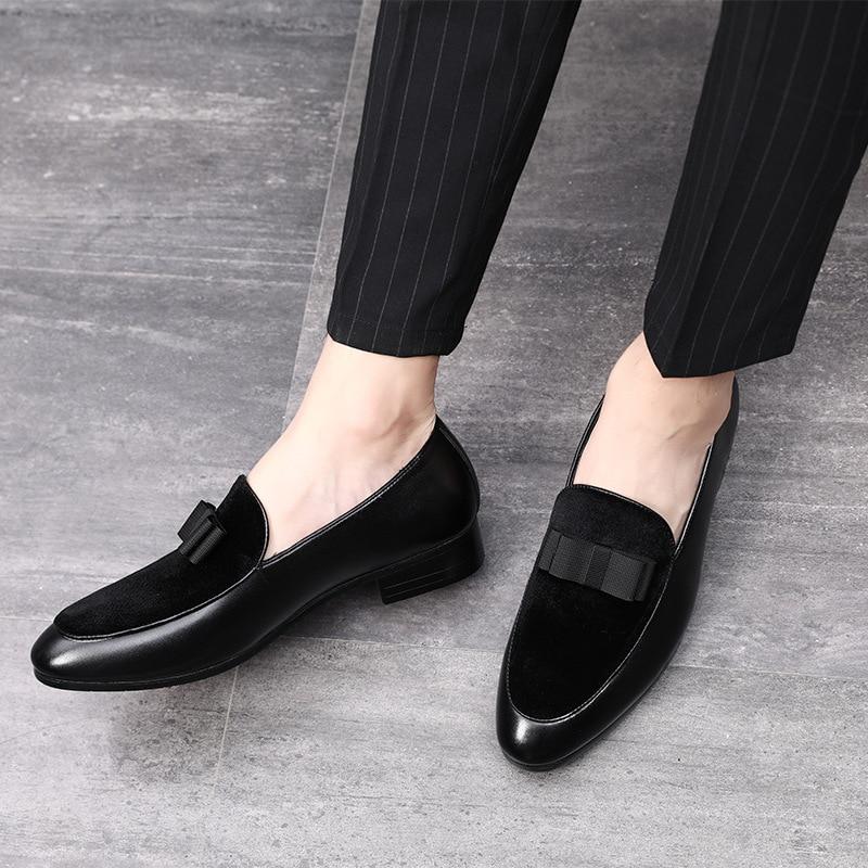 Gentlemen Loafer Bow knot Casual Shoes Black Patent Leather-FunkyTradition - FunkyTradition